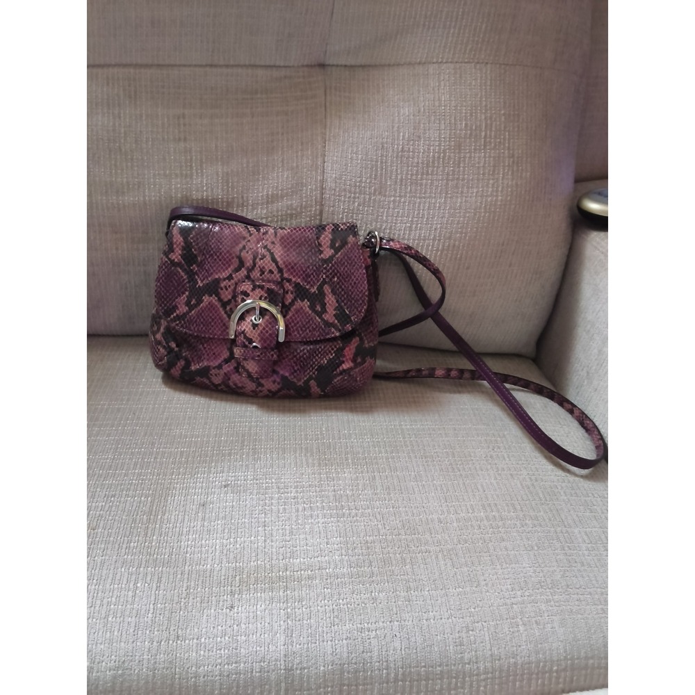28. Authentic Coach Snakeskin Embossed Crossbody Bag Silver Buckle Detail Purse